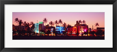 Framed Night, Ocean Drive, Miami Beach, Florida, USA Print