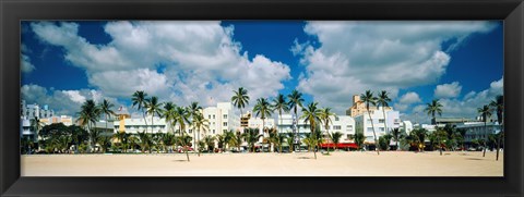 Framed Hotels on the beach, Art Deco Hotels, Ocean Drive, Miami Beach, Florida, USA Print