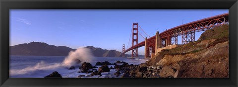 Framed Bridge across the bay, San Francisco Bay, Golden Gate Bridge, San Francisco, Marin County, California, USA Print