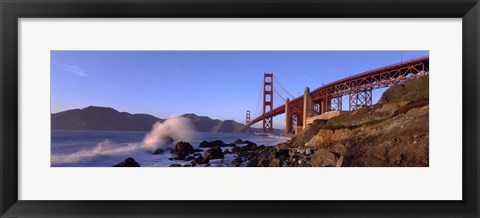 Framed Bridge across the bay, San Francisco Bay, Golden Gate Bridge, San Francisco, Marin County, California, USA Print