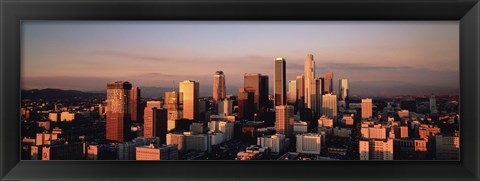 Framed Skyline At Dusk, Los Angeles, California, USA Print