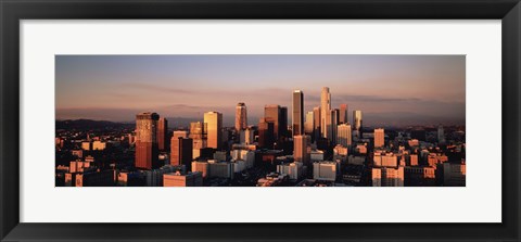 Framed Skyline At Dusk, Los Angeles, California, USA Print