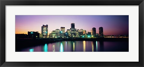 Framed Buildings lit up at dusk, Boston, Suffolk County, Massachusetts, USA Print