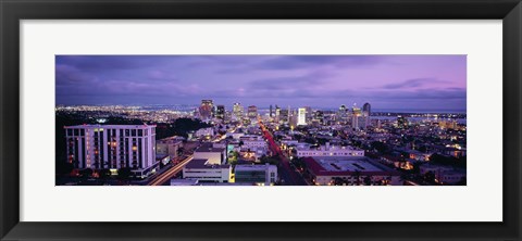 Framed San Diego Skyline at dusk Print