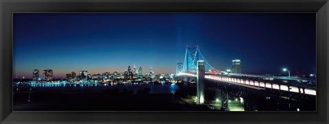 Framed Bridge across a river, Delaware Memorial Bridge, Delaware River, Philadelphia, Philadelphia County, Pennsylvania, USA Print