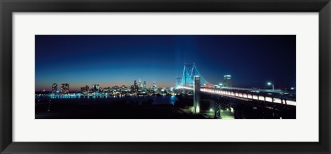 Framed Bridge across a river, Delaware Memorial Bridge, Delaware River, Philadelphia, Philadelphia County, Pennsylvania, USA Print