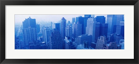 Framed New York Skyscrapers in Blue Print