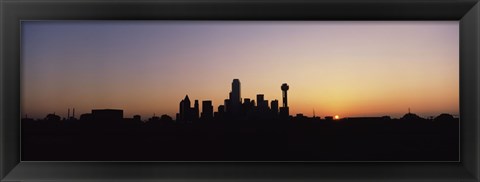 Framed Sunrise Skyline Dallas TX USA Print