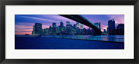 Framed Panoramic View of New York City with Purple Sky Print