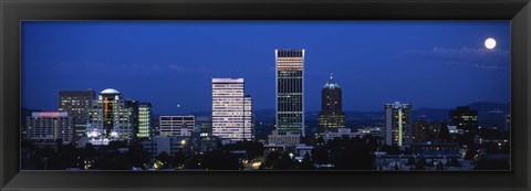 Framed USA, Oregon, Portland, moon, night Print