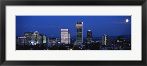 Framed USA, Oregon, Portland, moon, night Print