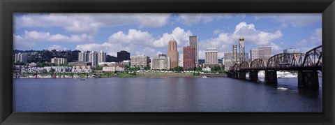 Framed USA, Oregon, Portland, Willamette River Print