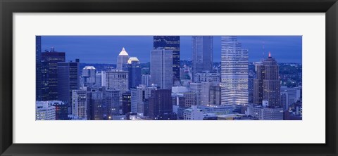 Framed Buildings in a city lit up at dusk, Pittsburgh, Pennsylvania, USA Print