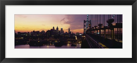 Framed Bridge over a river, Benjamin Franklin Bridge, Philadelphia, Pennsylvania, USA Print