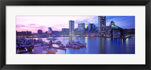 Framed Sunset, Inner Harbor, Baltimore, Maryland, USA Print