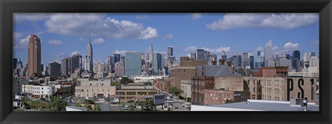 Framed Aerial View Of An Urban City, Queens, NYC, New York City, New York State, USA Print