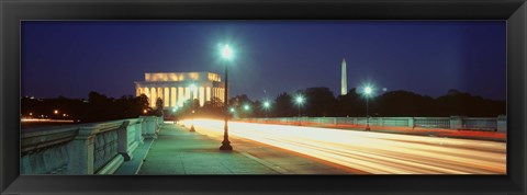 Framed Night, Lincoln Memorial, District Of Columbia, USA Print