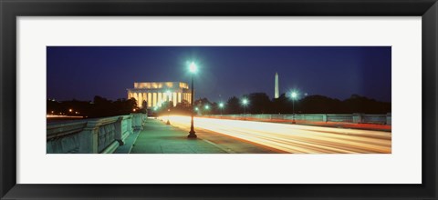 Framed Night, Lincoln Memorial, District Of Columbia, USA Print