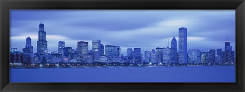 Framed Chicago Skline at Dusk (blue) Print