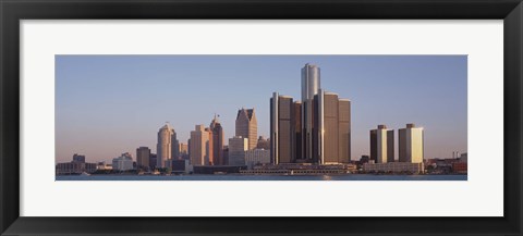 Framed Detroit, Michigan Daytime Skyline Print