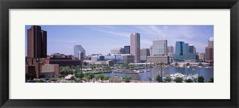 Framed USA, Maryland, Baltimore, High angle view of Inner Harbor Print