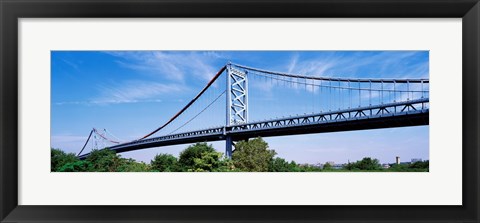 Framed USA, Philadelphia, Pennsylvania, Benjamin Franklin Bridge over the Delaware River Print