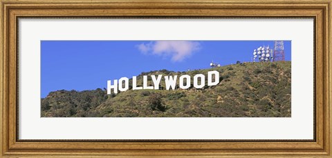 Framed Low angle view of a Hollywood sign on a hill, City Of Los Angeles, California, USA Print
