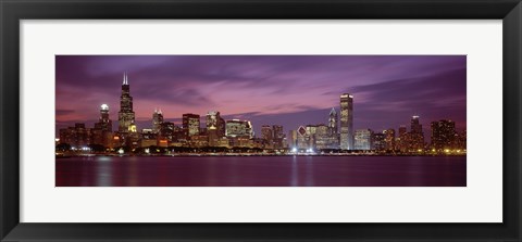 Framed Chicago with Purple Night Sky Print