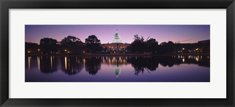 Framed Reflection of a government building in a lake, Capitol Building, Washington DC, USA Print