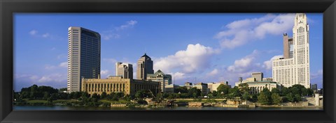 Framed Buildings on the banks of a river, Scioto River, Columbus, Ohio, USA Print