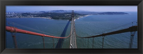 Framed Aerial view of traffic on a bridge, Golden Gate Bridge, San Francisco, California, USA Print