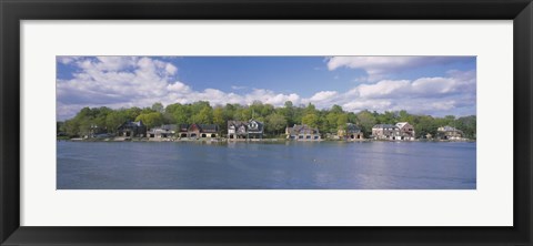 Framed Boathouses near the river, Schuylkill River, Philadelphia, Pennsylvania, USA Print