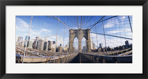 Framed Railings of a bridge, Brooklyn Bridge, Manhattan, New York City, New York State, USA, (pre Sept. 11, 2001) Print