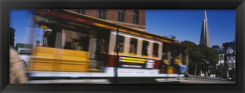 Framed Cable car moving on a street, San Francisco, California, USA Print