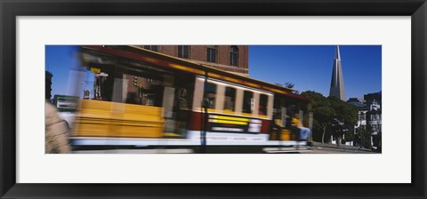 Framed Cable car moving on a street, San Francisco, California, USA Print