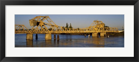 Framed Drawbridge across a river, The Sacramento-San Joaquin River Delta, California, USA Print