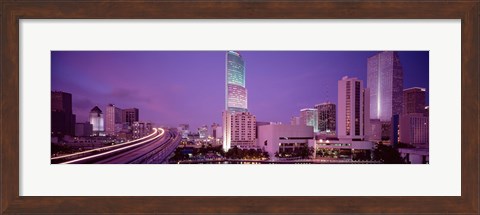 Framed City In The Dusk, Miami, Florida, USA Print