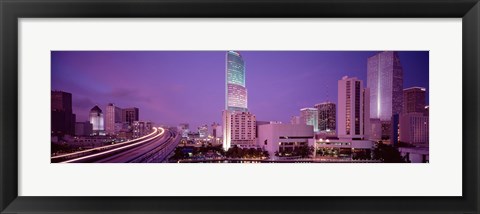 Framed City In The Dusk, Miami, Florida, USA Print