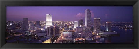 Framed High Angle View Of A City, Miami, Florida, USA Print