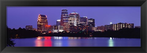 Framed US, Texas, Austin, skyline, night Print