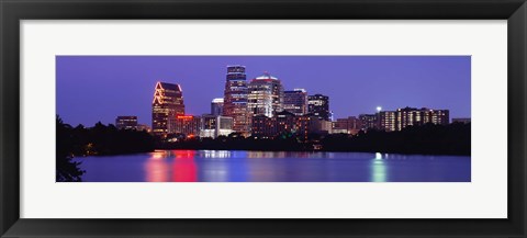 Framed US, Texas, Austin, skyline, night Print