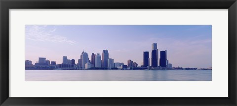 Framed Buildings along waterfront, Detroit, Michigan, USA Print