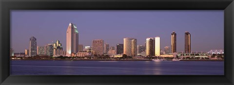 Framed San Diego Skyline, California at dusk Print