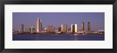 Framed San Diego Skyline, California at dusk Print