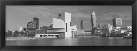 Framed Buildings at the waterfront, Rock And Roll Hall of Fame, Cleveland, Ohio, USA Print