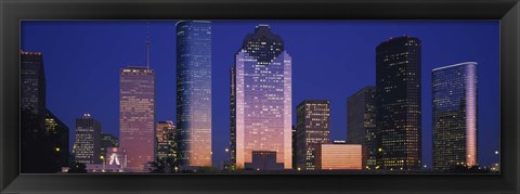 Framed Houston skyscrapers at night, Texas Print