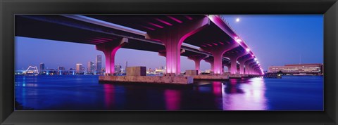 Framed MacArthur Causeway Biscayne Bay Miami FL USA Print