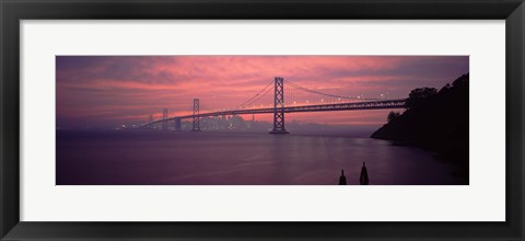 Framed Bridge across a sea, Bay Bridge, San Francisco, California, USA Print