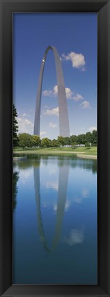 Framed Reflection of an arch structure in a river, Gateway Arch, St. Louis, Missouri, USA Print