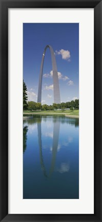 Framed Reflection of an arch structure in a river, Gateway Arch, St. Louis, Missouri, USA Print